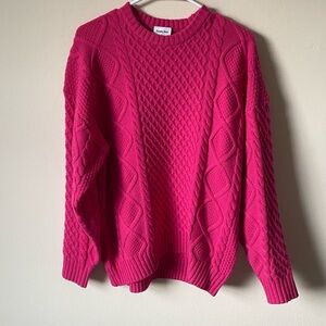 Aritzia Sunday Best Heavy Cable Knit Pink Sweater